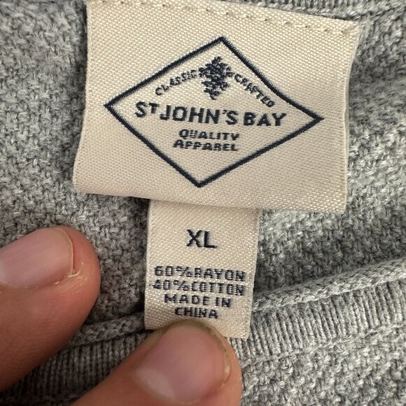 St Johns Bay Womens XL Knit Pullover Sweater Green Stripes Tie Hem Long Sleeve - Picture 3 of 5